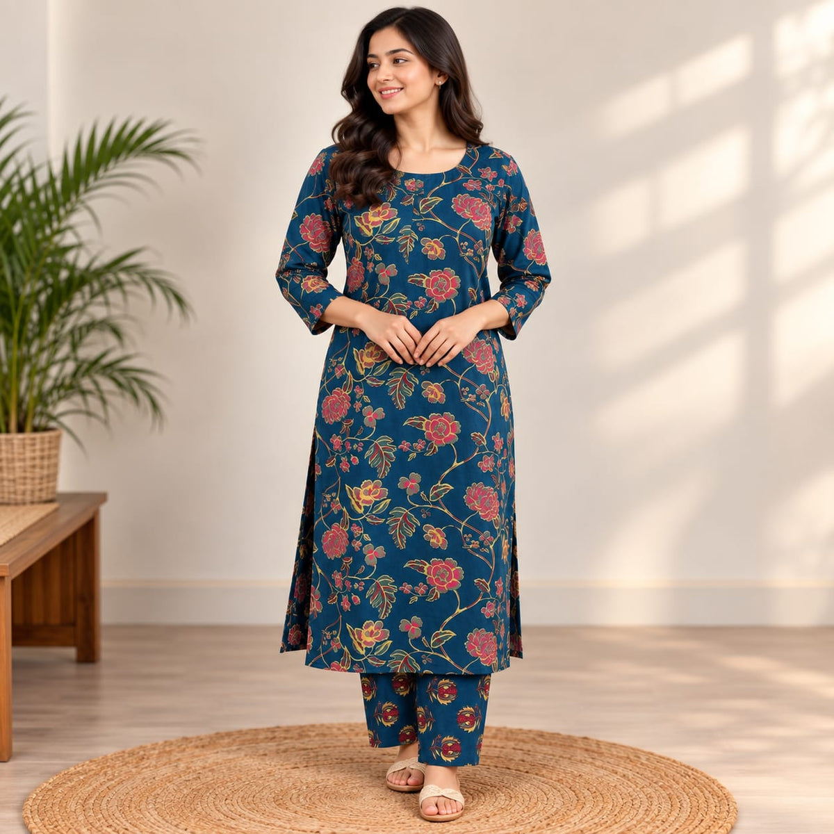 Blue Printed Cotton Co-Ord Set