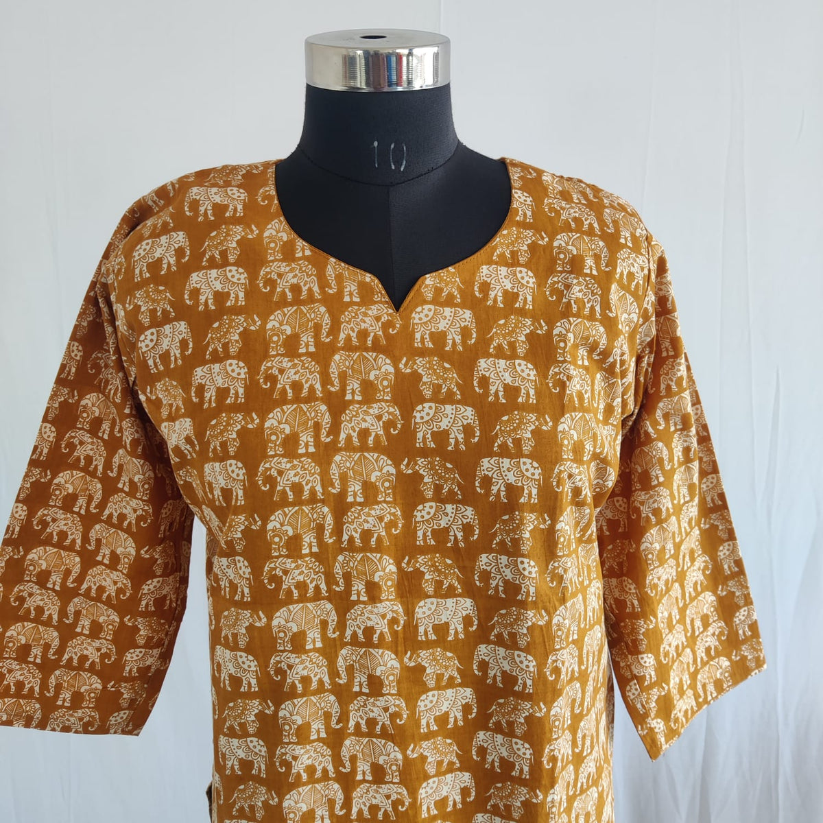 Elephant Printed Mustard Yellow Cotton Co-Ord Set