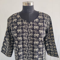 Elephant Printed Black Cotton Co-Ord Set