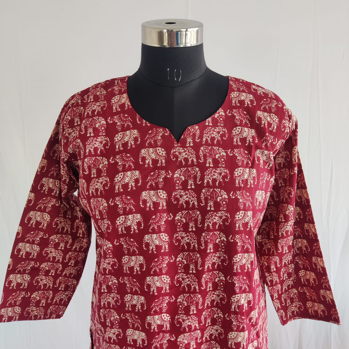 Elephant Printed Maroon Cotton Co-Ord Set