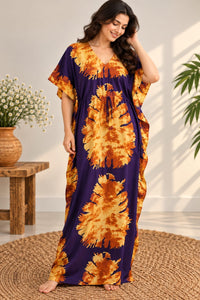 Violet Batik Printed Premium Cotton Non Feeding Kaftan | Free Size | Chest Width 44″| Length 56″