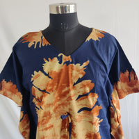 Navy Blue Batik Printed Premium Cotton Non Feeding Kaftan | Free Size | Chest Width 44″| Length 56″