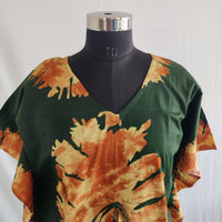Green Batik Printed Premium Cotton Non Feeding Kaftan | Free Size | Chest Width 44″| Length 56″