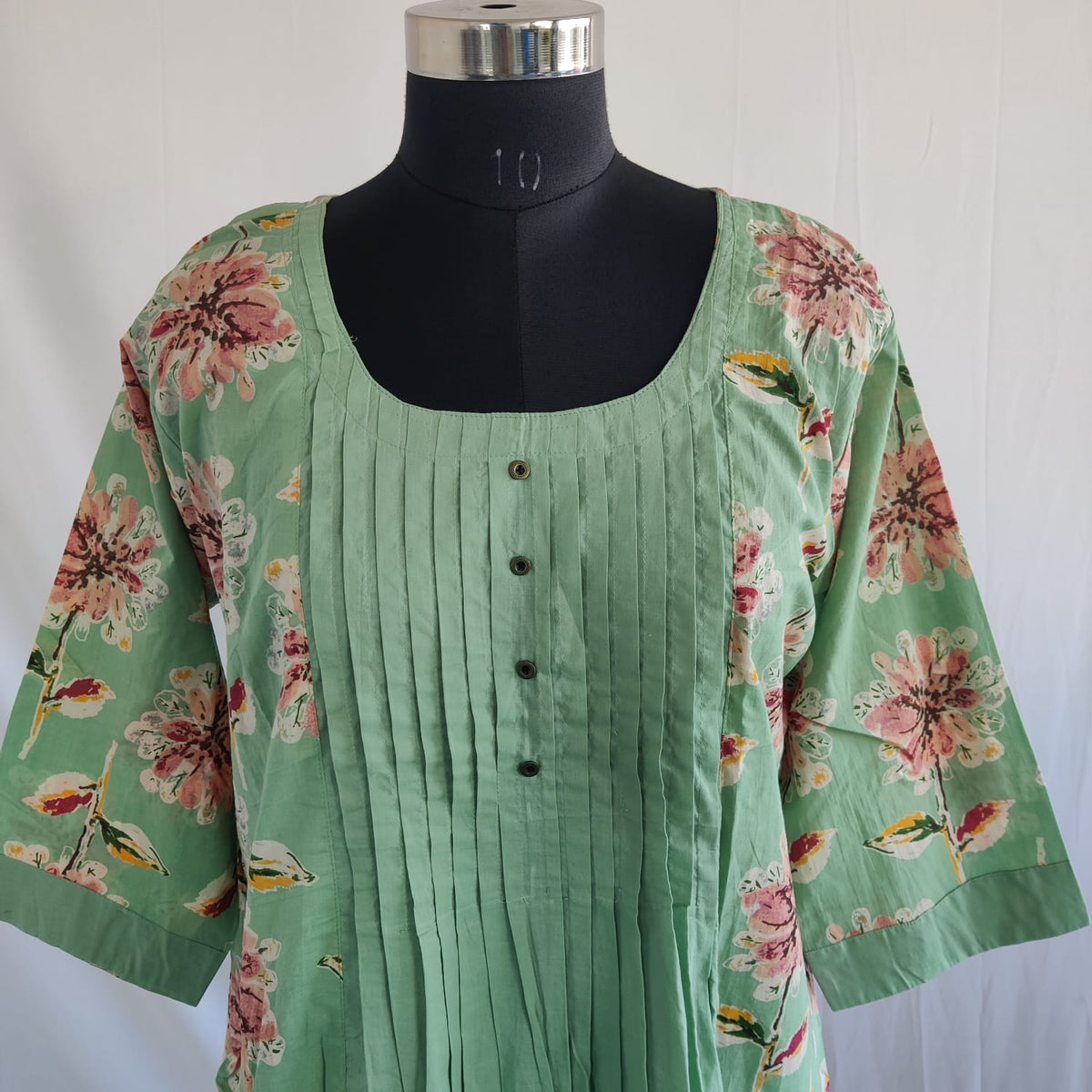 Pastel Green Floral Printed Cotton Co-Ord Set