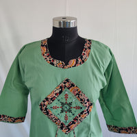 Pastel Green Embroidered Cotton Co-Ord Set
