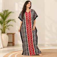 Red And Black Printed Premium Cotton Feeding Kaftan | Free Size | Chest Width 44″| Length 56″