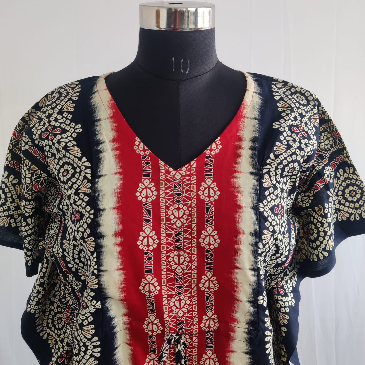 Red And Black Printed Premium Cotton Feeding Kaftan | Free Size | Chest Width 44″| Length 56″
