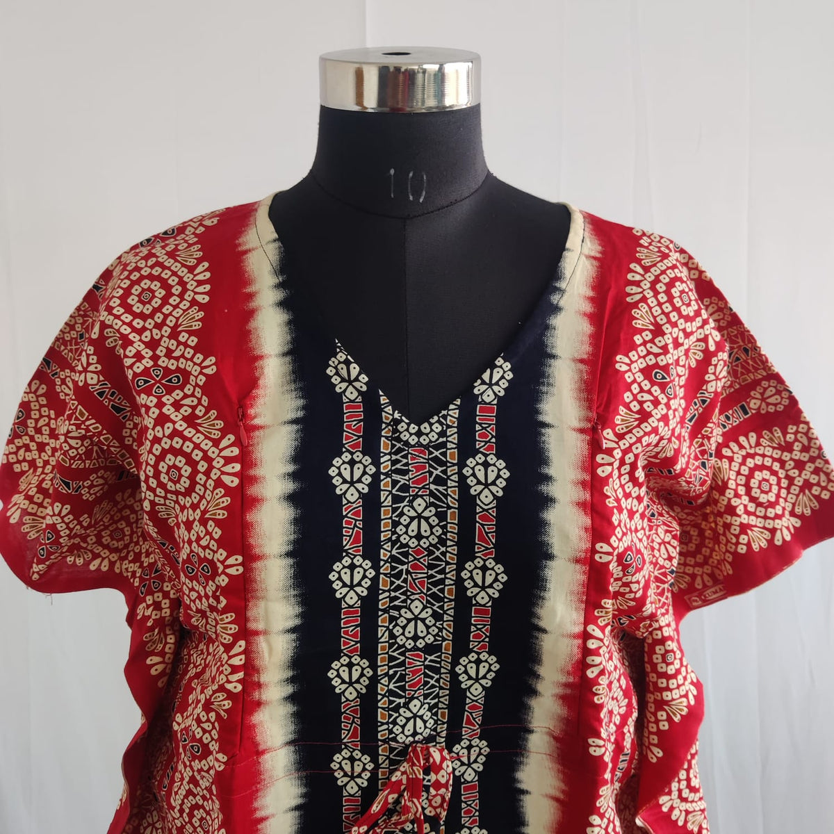 Black And Red Printed Premium Cotton Feeding Kaftan | Free Size | Chest Width 44″| Length 56″