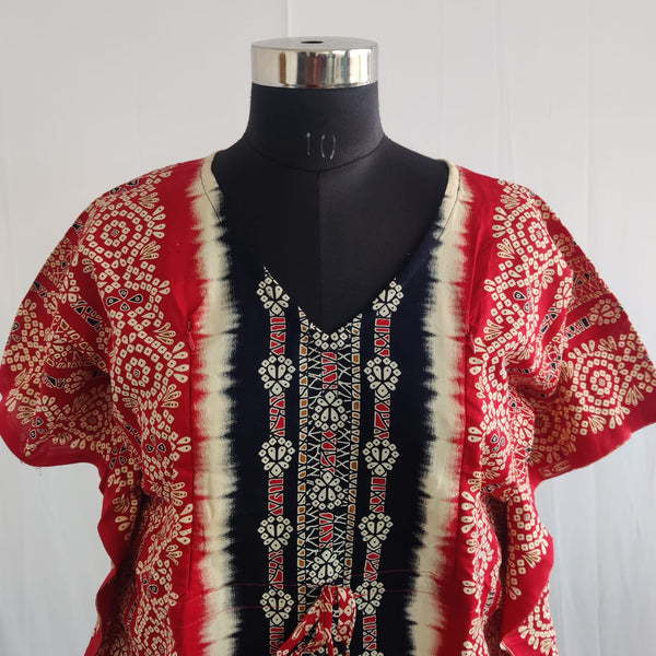 Black And Red Printed Premium Cotton Feeding Kaftan | Free Size | Chest Width 44″| Length 56″