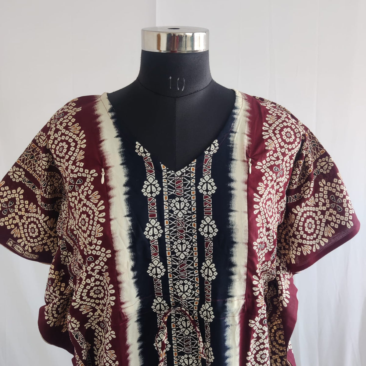 Black And Maroon Printed Premium Cotton Feeding Kaftan | Free Size | Chest Width 44″| Length 56″