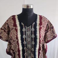 Black And Maroon Printed Premium Cotton Feeding Kaftan | Free Size | Chest Width 44″| Length 56″