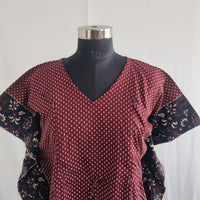 Maroon Dot Printed Premium Cotton Feeding Kaftan | Free Size | Chest Width 44″| Length 56″