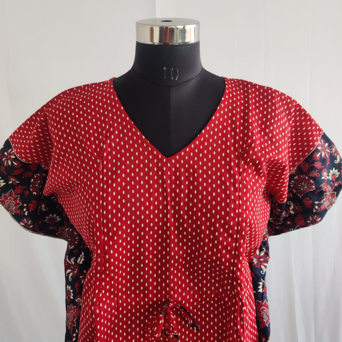 Red Dot Printed Premium Cotton Feeding Kaftan | Free Size | Chest Width 44″| Length 56″