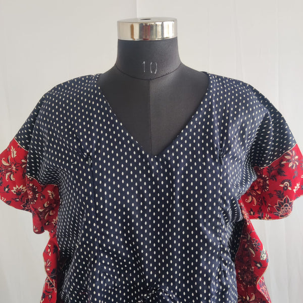 Black Dot Printed Premium Cotton Feeding Kaftan | Free Size | Chest Width 44″| Length 56″
