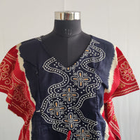Cream Printed Navy Blue Premium Cotton Feeding Kaftan | Free Size | Chest Width 44″| Length 56″