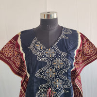 Navy Blue And Coffee Brown Printed Premium Cotton Feeding Kaftan | Free Size | Chest Width 44″| Length 56″
