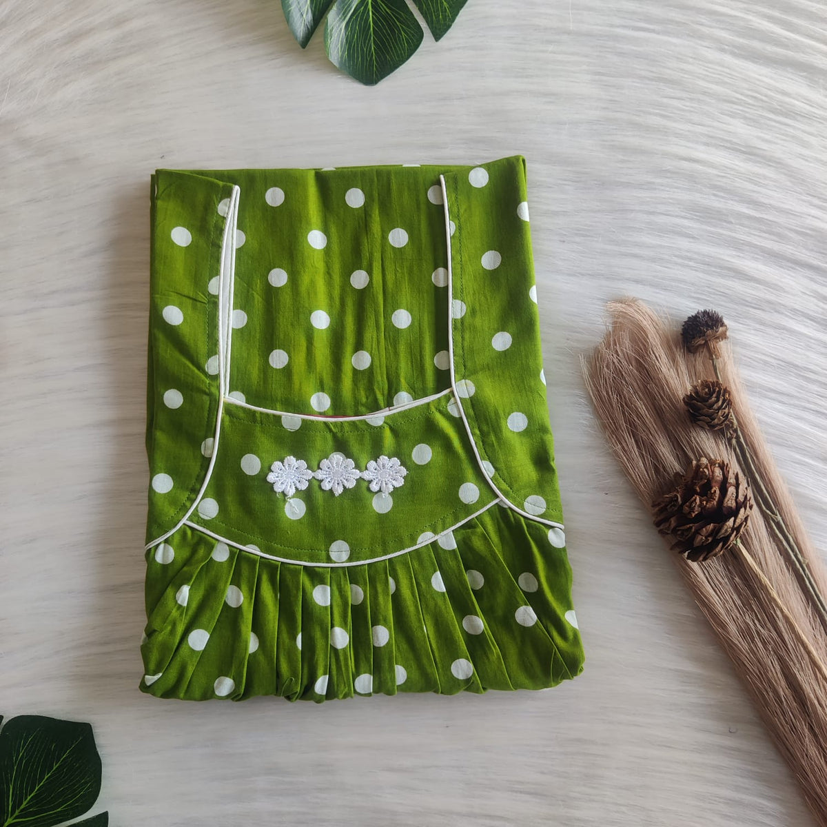 Green Dot Premium Cotton Three Flower Nighty |Free Size | Chest Width 44"| Length 54"-55"