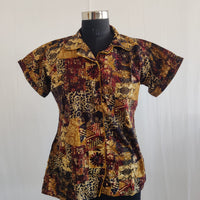 Black And Brown Printed Pure Cotton Shirt Pyjama Set | Free Size |