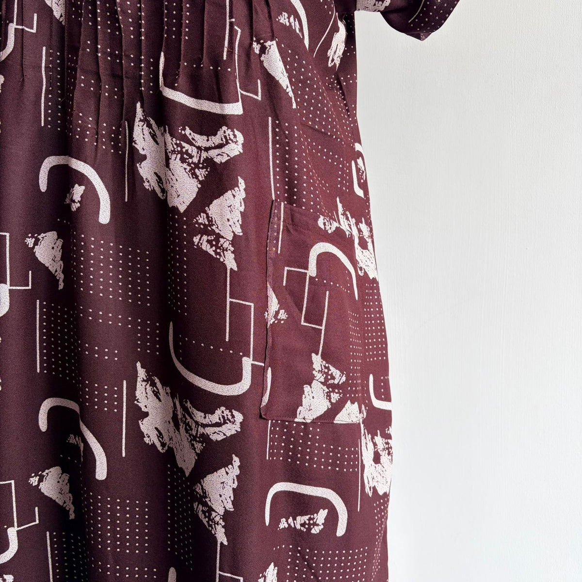 Coffee Brown Printed V-Neck Alfine 60 Inch Length Churidar Cut Nighty | Free Size | Chest Width 44″| Length 60″