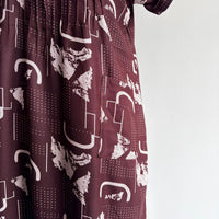 Coffee Brown Printed V-Neck Alfine 60 Inch Length Churidar Cut Nighty | Free Size | Chest Width 44″| Length 60″