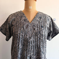 Navy-Blue And Grey Printed Printed V-Neck Alfine 60 Inch Length Churidar Cut Nighty | Free Size | Chest Width 44″| Length 60″