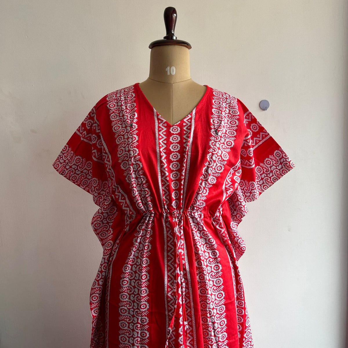 Red Printed Premium Cotton Feeding Kaftan | Free Size | Chest Width 44″| Length 56″