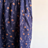 Navy- Blue And Brown Floral Printed V-Neck Alfine Churidar Cut Nighty | Free Size | Chest Width 44″| Length 56″