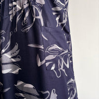 Navy- Blue And Grey Printed V-Neck Alfine Churidar Cut Nighty | Free Size | Chest Width 44″| Length 56″