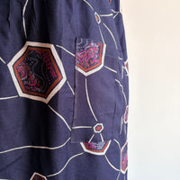 Navy- Blue Printed V-Neck Alfine 60 Inch Length Churidar Cut Nighty | Free Size | Chest Width 44″| Length 60″