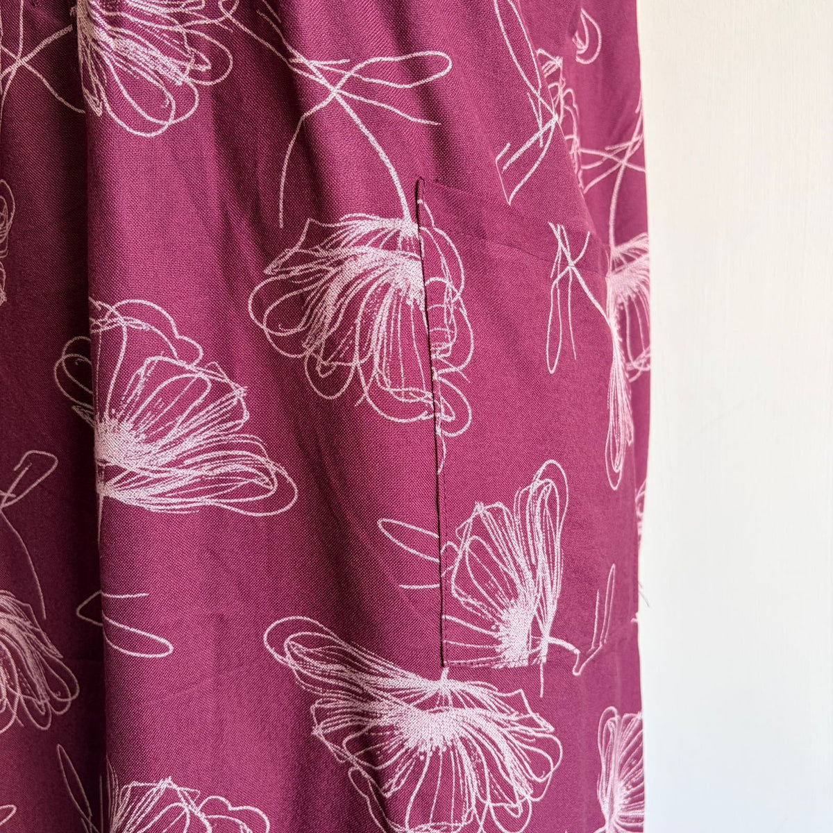 Mauve Floral Printed V-Neck Alfine Churidar Cut Nighty | Free Size | Chest Width 44″| Length 56″