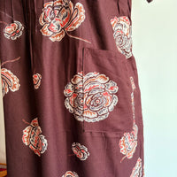 Coffee Brown Floral Printed V-Neck Alfine Churidar Cut Nighty | Free Size | Chest Width 44″| Length 56″
