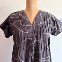 Grey And White Printed V-Neck Alfine Churidar Cut Nighty | Free Size | Chest Width 44″| Length 56″