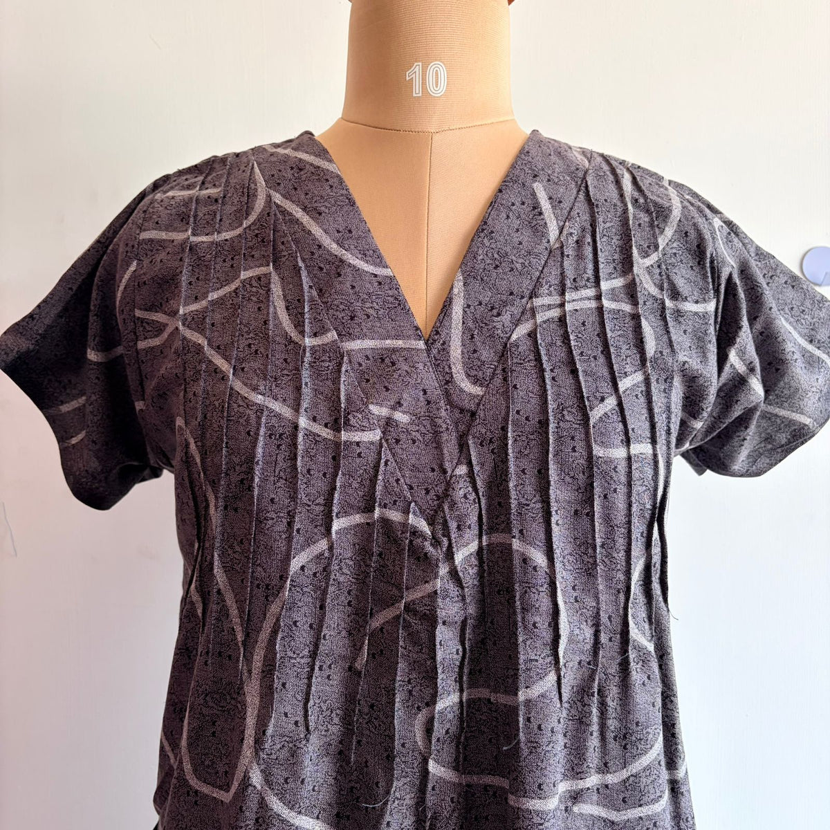 Grey And White Printed V-Neck Alfine 60 Inch Length Churidar Cut Nighty | Free Size | Chest Width 44″| Length 60″