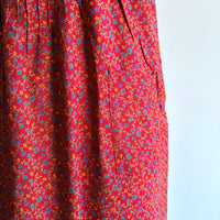 Red Floral Printed V-Neck Alfine Churidar Cut Nighty | Free Size | Chest Width 44″| Length 56″