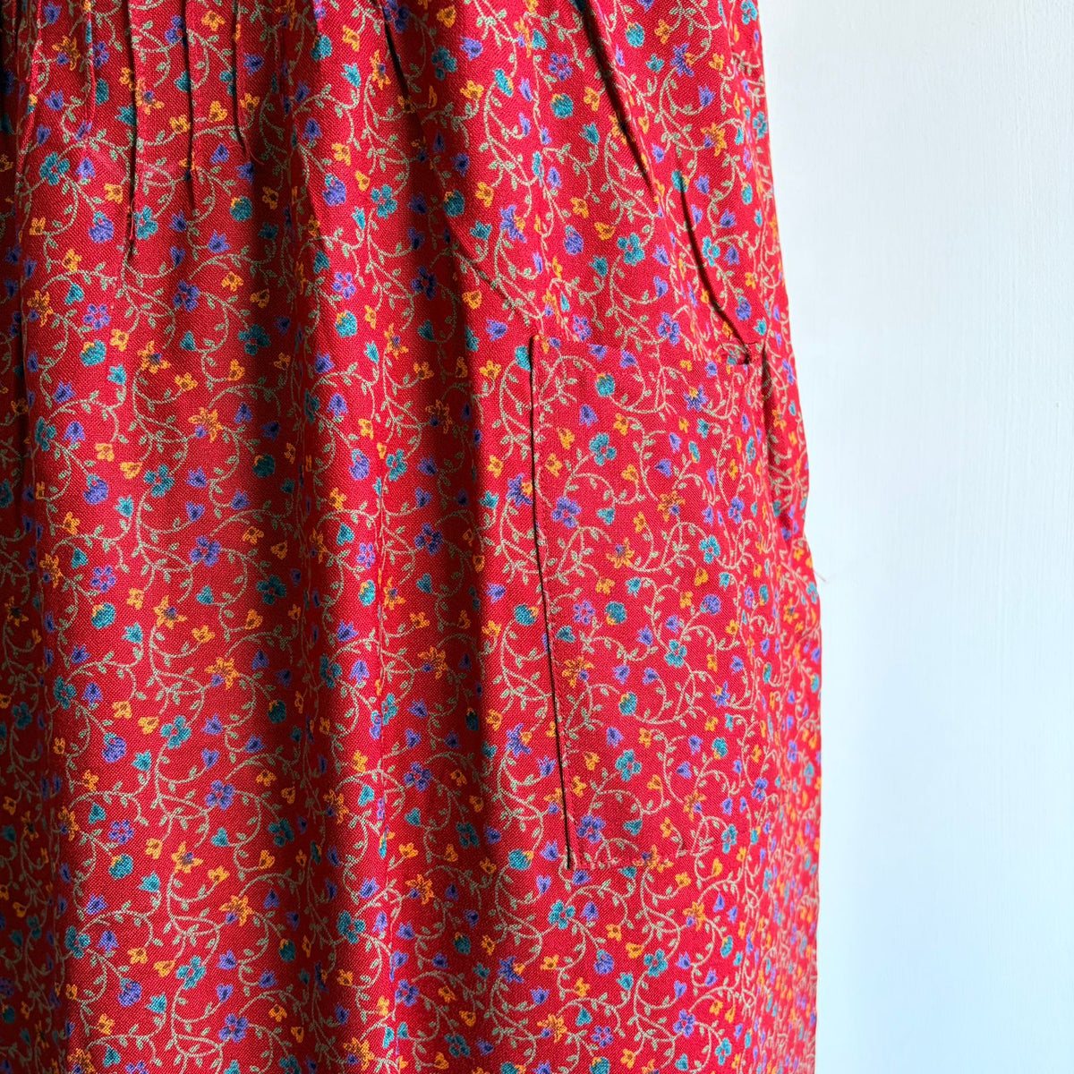 Red Floral Printed V-Neck Alfine 60 Inch Length Churidar Cut Nighty | Free Size | Chest Width 44″| Length 60″