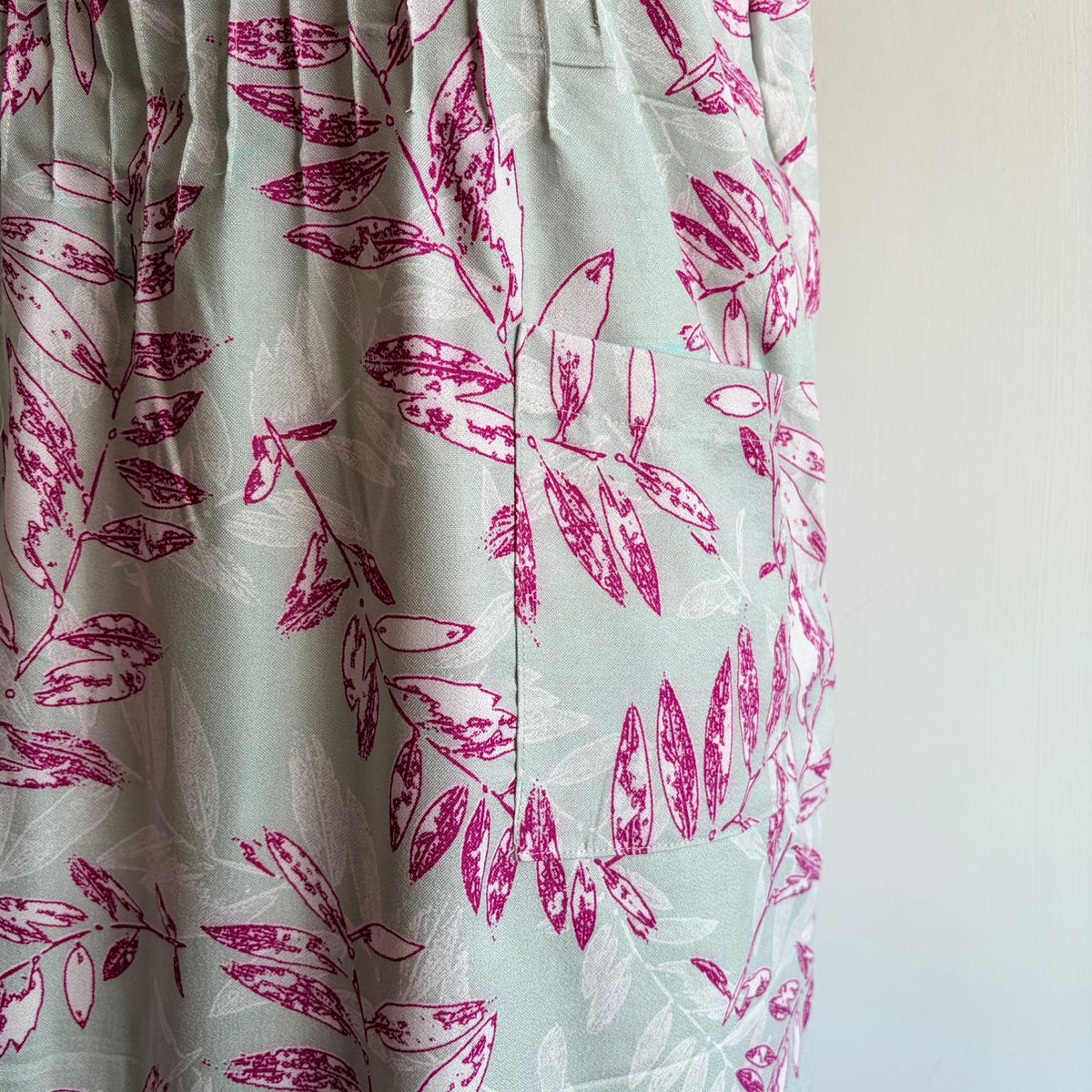 Pastel Green And Pink Printed V-Neck Alfine 60 Inch Length Churidar Cut Nighty | Free Size | Chest Width 44″| Length 60″