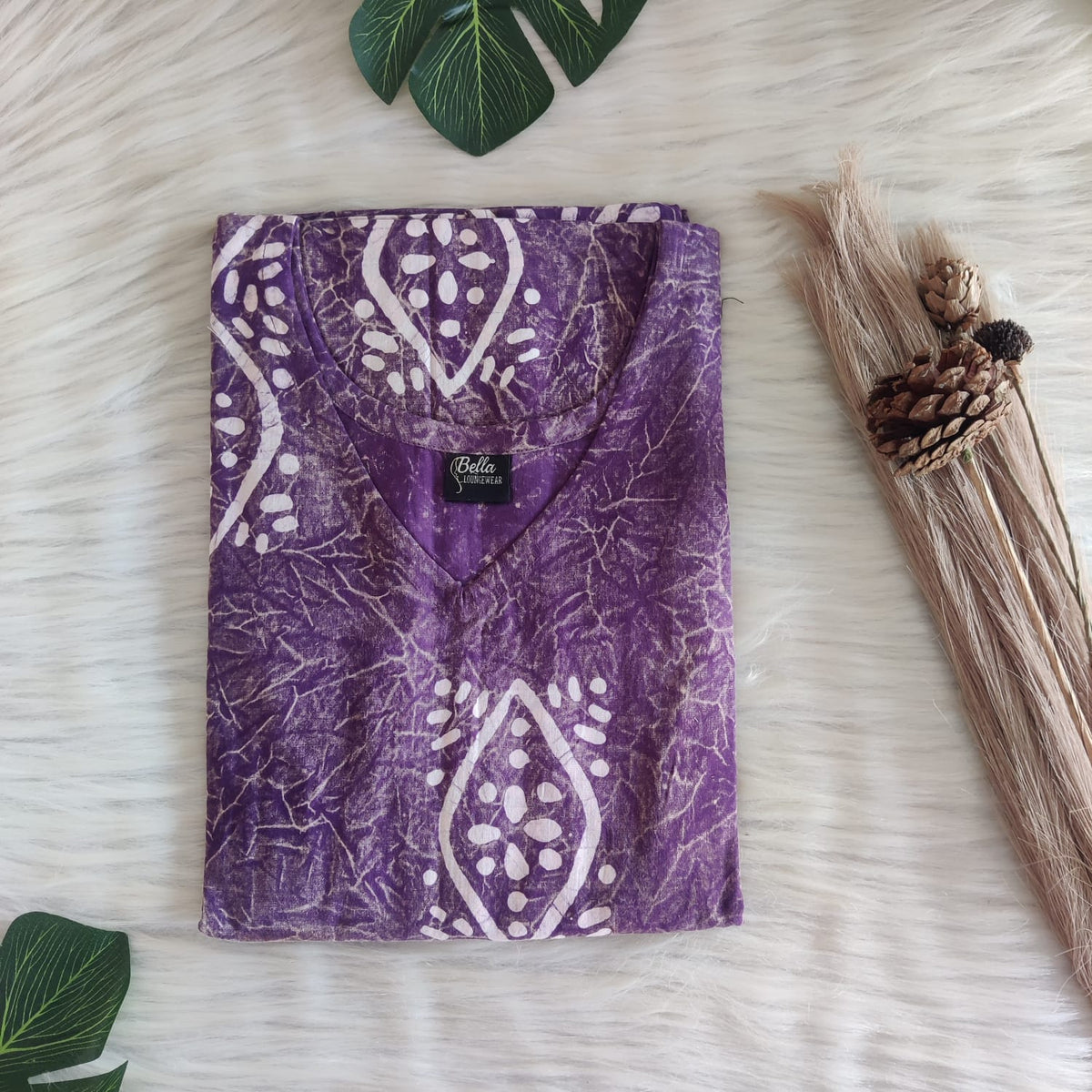 Purple Printed Cotton Non Feeding Kaftan | Free Size | Chest Width 44″| Length 56″