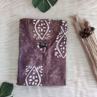 Brown Printed Violet Cotton Non Feeding Kaftan | Free Size | Chest Width 44″| Length 56″