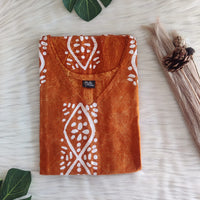 Orange Printed Cotton Non Feeding Kaftan | Free Size | Chest Width 44″| Length 56″