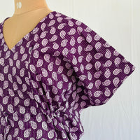 Purple Kalamkari Printed Kantha Cotton Feeding Kaftan Loungewear Pyjama Set | Free Size