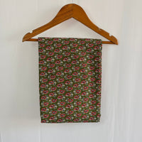 Red And White Floral Printed Green Kantha Cotton Feeding Kaftan Loungewear Pyjama Set | Free Size
