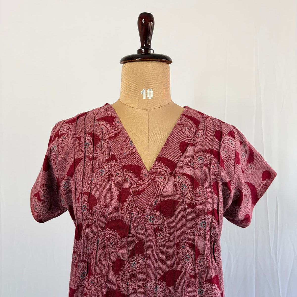Maroon Printed V-Neck Alfine Churidar Cut Nighty | Free Size | Chest Width 44″| Length 56″