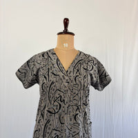 Black Printed V-Neck Alfine Churidar Cut Nighty | Free Size | Chest Width 44″| Length 56″