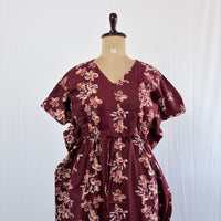 Maroon Floral Printed Premium Cotton Feeding Kaftan | Free Size | Chest Width 44″| Length 56″