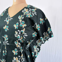 Green Floral Printed Premium Cotton Feeding Kaftan | Free Size | Chest Width 44″| Length 56″