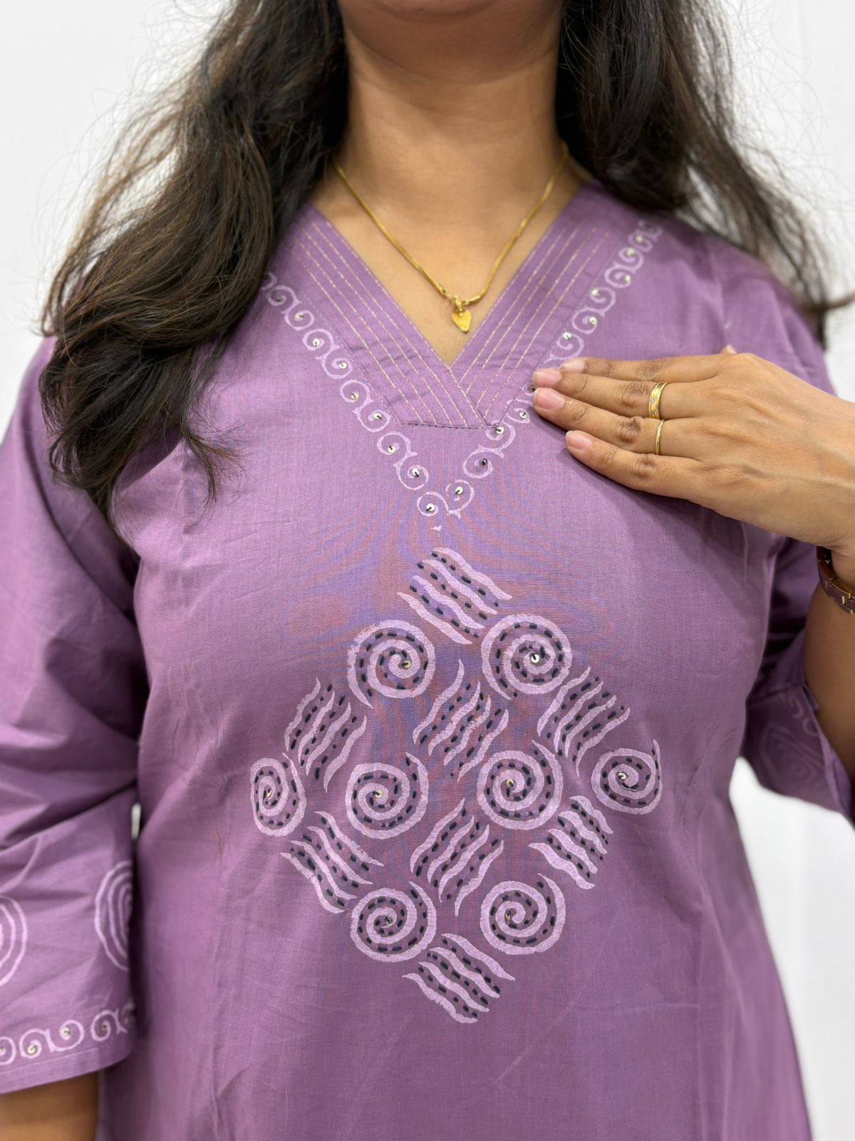 Lavender V- Neck Cotton Co-ord Set