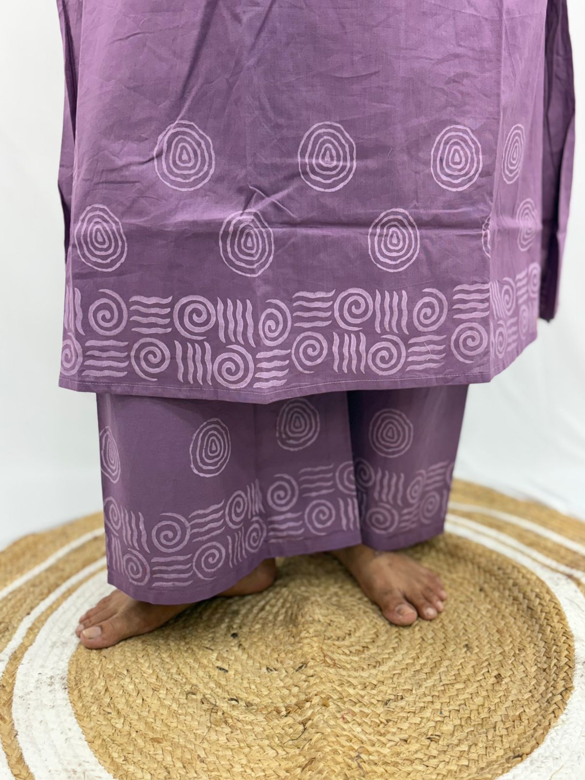 Lavender V- Neck Cotton Co-ord Set