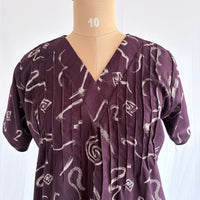 Wine Printed V-Neck Alfine Churidar Cut Nighty | Free Size | Chest Width 44″| Length 56″