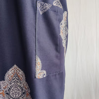 Cream Floral Printed Navy Blue V-Neck Alfine Churidar Cut Nighty | Free Size | Chest Width 44″| Length 56″