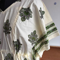 Pale Green Floral Printed Ivory Premium Cotton Feeding Kaftan | Free Size | Chest Width 44″| Length 56″